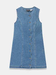 Mint Velvet Blue Denim Scallop Mini Dress - Image 7 of 8