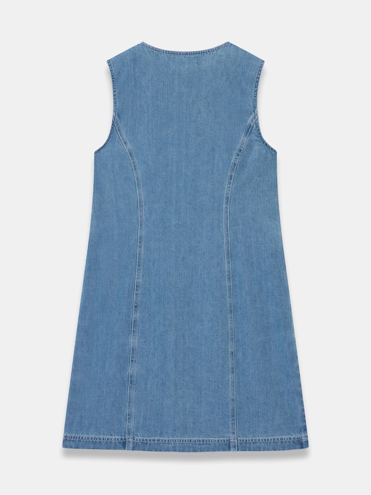 Mint Velvet Blue Denim Scallop Mini Dress - Image 8 of 8 Mint Velvet Blue Denim Scallop Mini Dress - Image 8 of 8