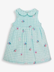 JoJo Maman Bébé Duck Egg Embroidered Baby Dress with Knickers - Image 1 of 3