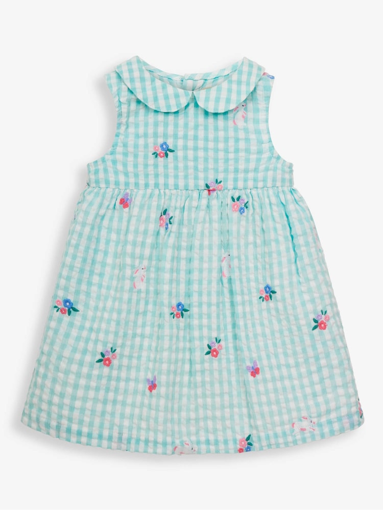 JoJo Maman Bébé Duck Egg Embroidered Baby Dress with Knickers - Image 1 of 3