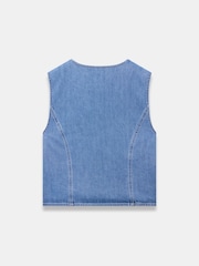 Mint Velvet Blue Denim Scallop Detail Waistcoat - Image 7 of 7