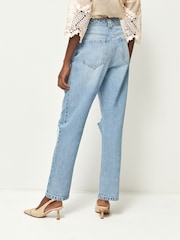 Mid Blue Rip Mom Jeans - Image 3 of 7