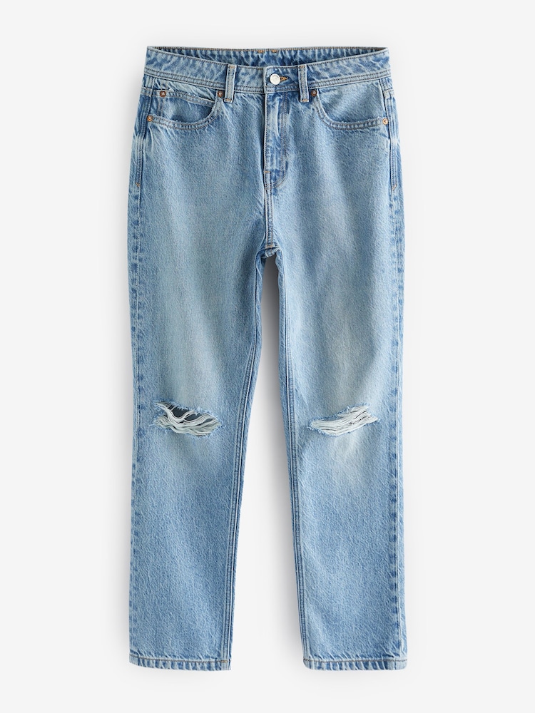 Mid Blue Rip Mom Jeans - Image 6 of 7
