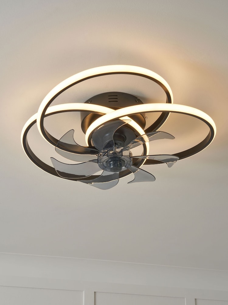 Cascade Black Trinity LED Ceiling Fan Light - Image 1 of 7 Cascade Black Trinity LED Ceiling Fan Light - Image 1 of 7