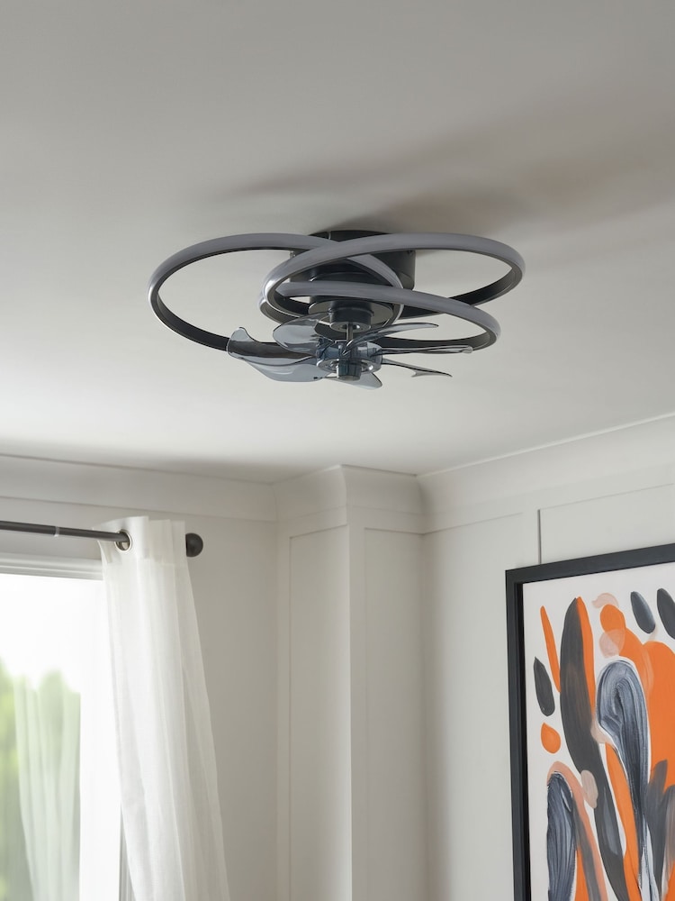 Cascade Black Trinity LED Ceiling Fan Light - Image 2 of 7 Cascade Black Trinity LED Ceiling Fan Light - Image 2 of 7