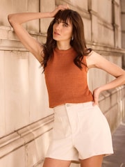 Mint Velvet White Denim Embellished Shorts - Image 4 of 7