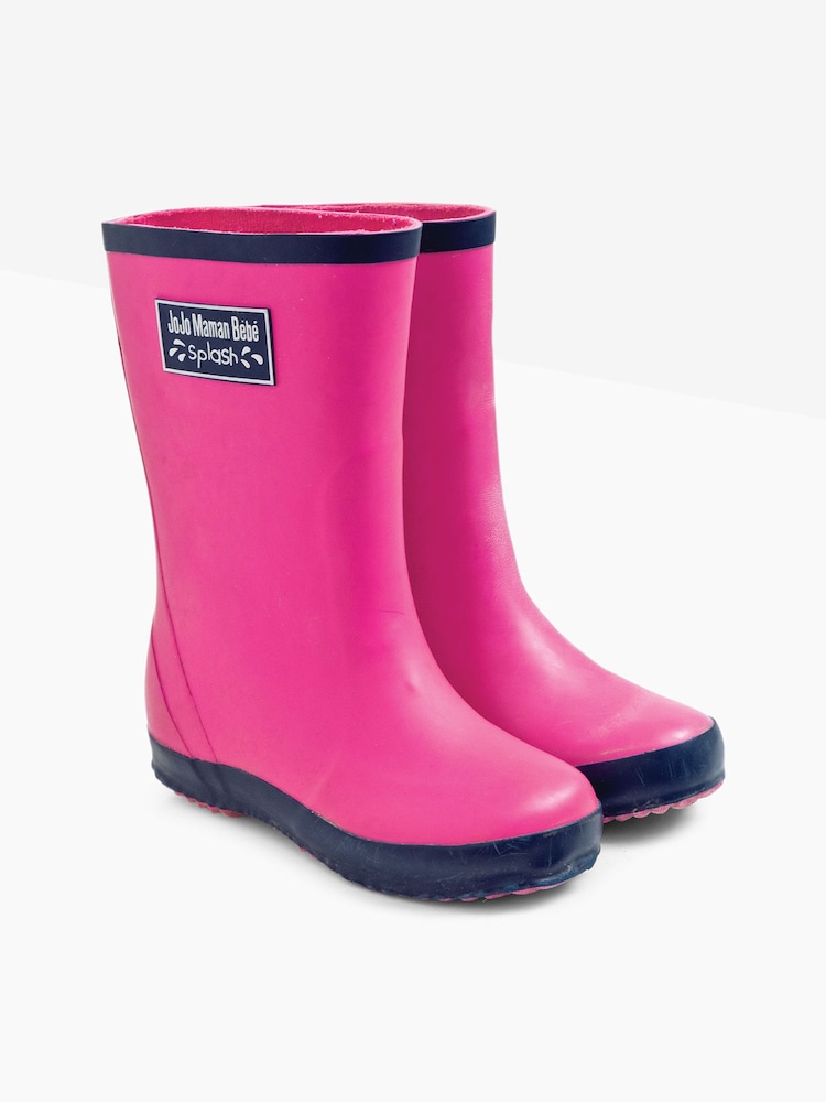 Fuchsia-Pink - JoJo Maman Bébé gefütterte Gummistiefel mit Kontrastbesatz - Bild 1 von 1 Fuchsia-Pink - JoJo Maman Bébé gefütterte Gummistiefel mit Kontrastbesatz - Bild 1 von 1