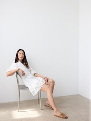 Mint Velvet White Embroidered Detail Mini Dress - Image 4 of 8
