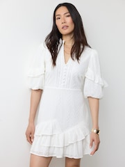 Mint Velvet White Embroidered Detail Mini Dress - Image 6 of 8
