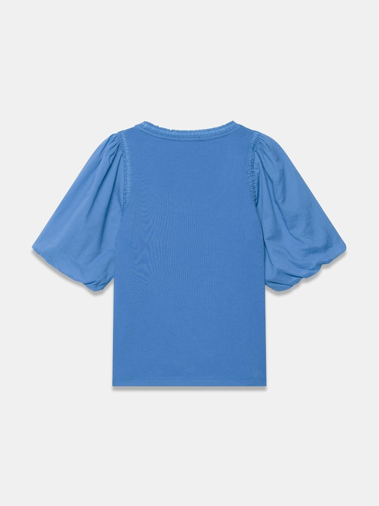 Mint Velvet Blue Cotton Puff Sleeve Top - Image 6 of 6 Mint Velvet Blue Cotton Puff Sleeve Top - Image 6 of 6