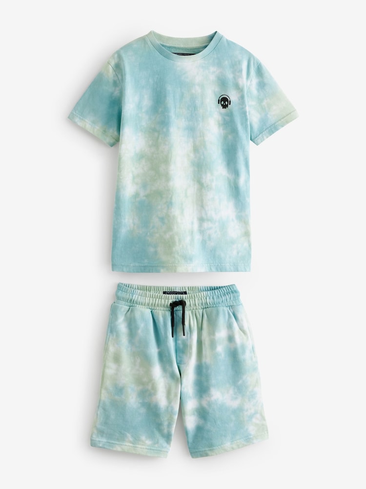 Mineral Green 100% Cotton Tie Dye T-Shirt And Shorts Set (3-16yrs) - Image 1 of 3