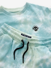 Mineral Green 100% Cotton Tie Dye T-Shirt And Shorts Set (3-16yrs) - Image 3 of 3