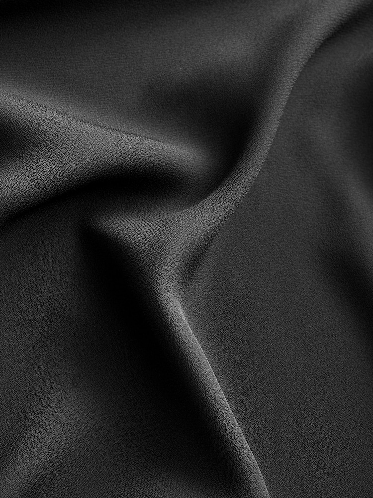 Black Long Sleeve Overhead V-Neck Relaxed Fit Blouse - Image 6 of 6