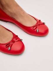 Red Forever Comfort® Round Toe Leather Ballerina Shoes - Image 2 of 7