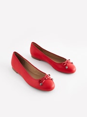 Red Forever Comfort® Round Toe Leather Ballerina Shoes - Image 3 of 7