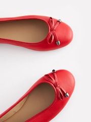 Red Forever Comfort® Round Toe Leather Ballerina Shoes - Image 5 of 7