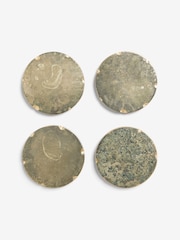 Clarke & Clarke Set of 4 Emerald Green/Gold Aqueous Marble Coasters - Image 2 of 4
