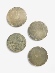 Clarke & Clarke Set of 4 Emerald Green/Gold Aqueous Marble Coasters - Image 3 of 4