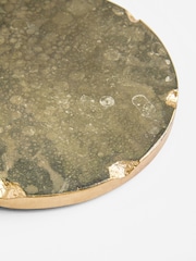 Clarke & Clarke Set of 4 Emerald Green/Gold Aqueous Marble Coasters - Image 4 of 4