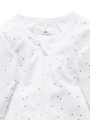 Purebaby Blue Baby 100% Cotton Hat Bib & Sleepsuit Set 3 Piece - Image 3 of 7