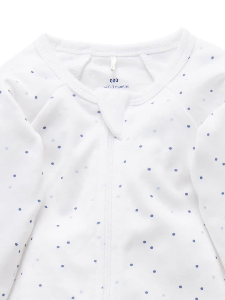Purebaby Blue Baby 100% Cotton Hat Bib & Sleepsuit Set 3 Piece - Image 3 of 7