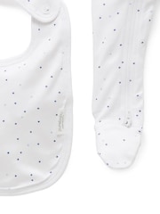 Purebaby Blue Baby 100% Cotton Hat Bib & Sleepsuit Set 3 Piece - Image 4 of 7