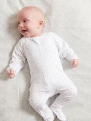Purebaby Blue Baby 100% Cotton Hat Bib & Sleepsuit Set 3 Piece - Image 6 of 7