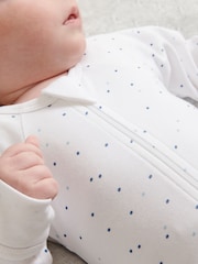 Purebaby Blue Baby 100% Cotton Hat Bib & Sleepsuit Set 3 Piece - Image 7 of 7