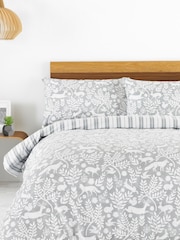 Furn Grey Skandi Woodland Brushed 100% Cotton Stag Reversible Christmas Duvet Cover and Pillowcase Set - Image 1 of 3