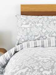 Furn Grey Skandi Woodland Brushed 100% Cotton Stag Reversible Christmas Duvet Cover and Pillowcase Set - Image 2 of 3