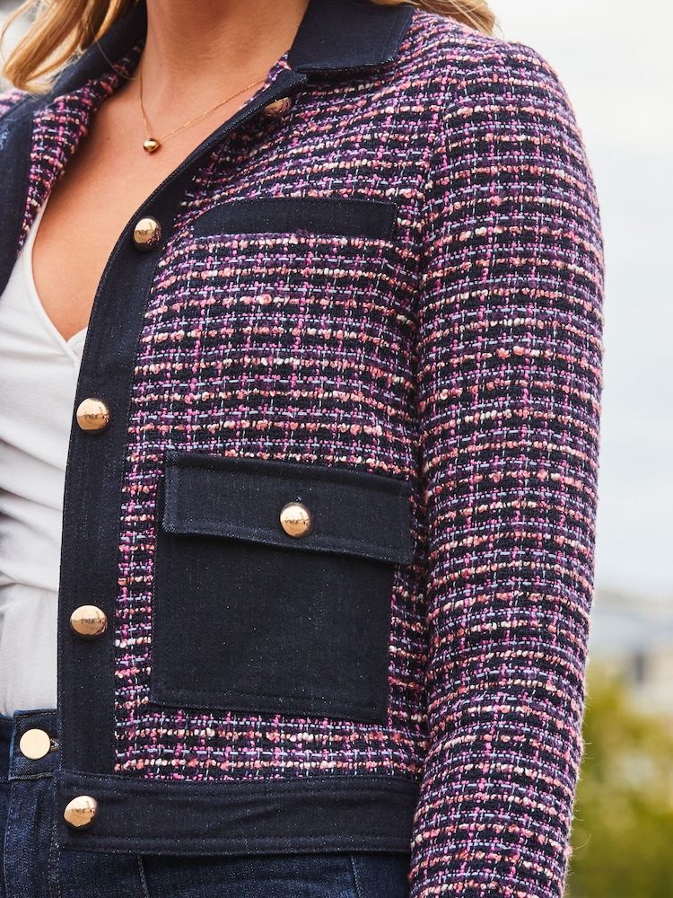 Sosandar Blue Denim Mix Jacket - Image 5 of 5