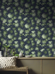 Woodchip & Magnolia Blue Va Va Frome Wallpaper - Image 1 of 4