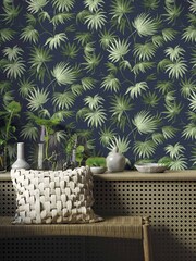 Woodchip & Magnolia Blue Va Va Frome Wallpaper - Image 2 of 4