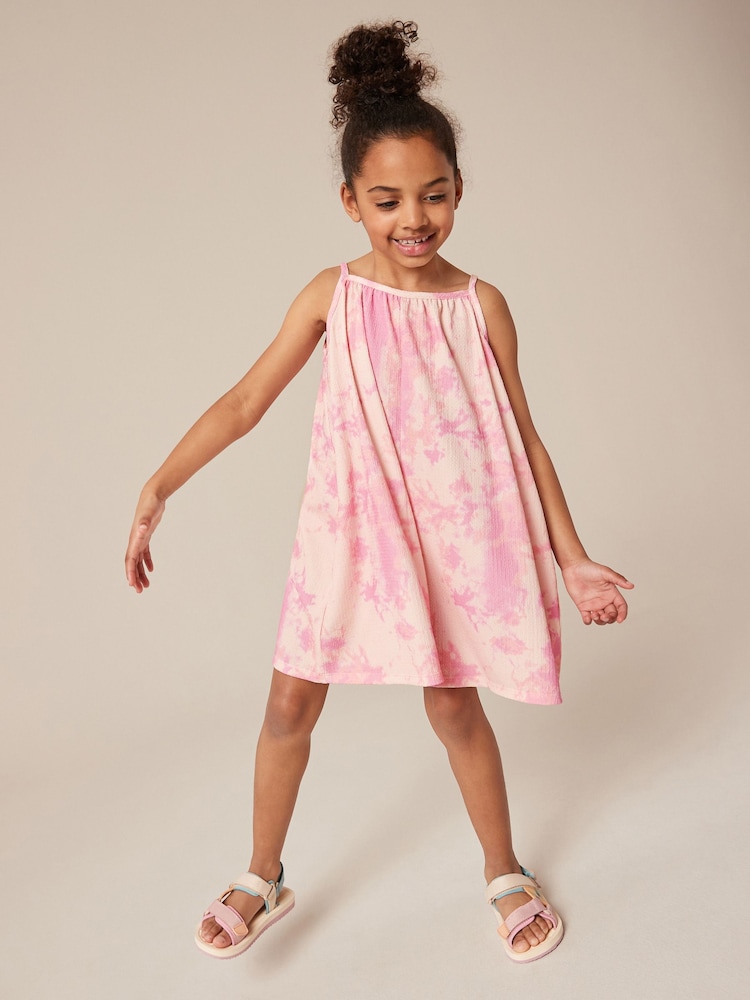 Pink Tie Dye Crinkle Texture Playsuit (3-16yrs) - Image 1 of 7