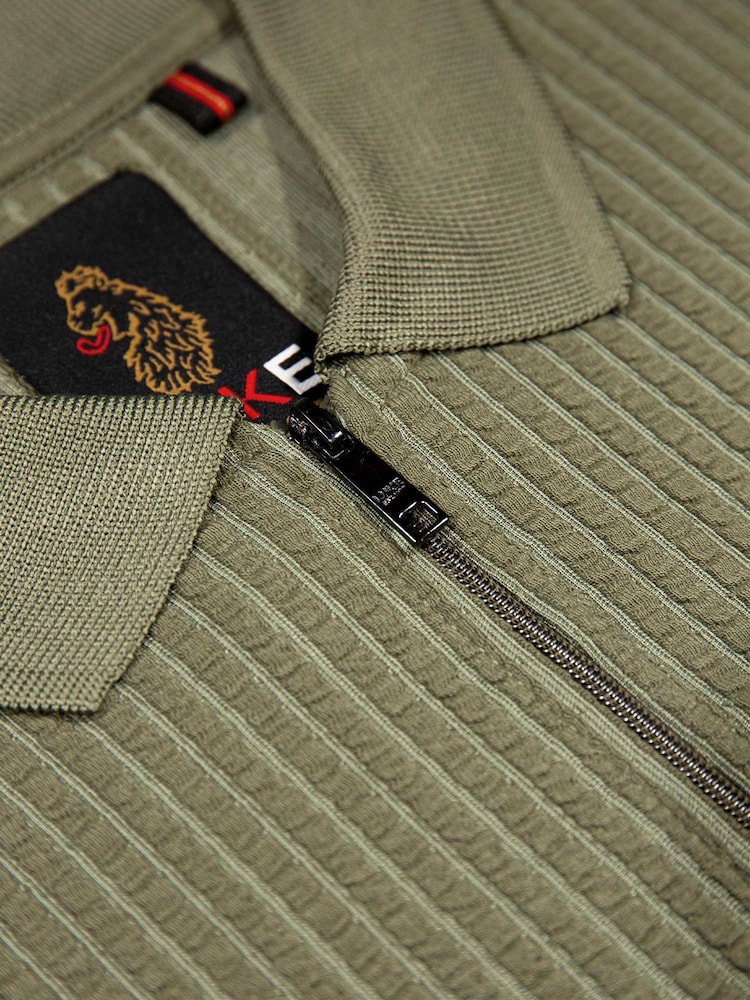 Luke 1977 Green Waffle On 1000 Clover Zip Polo Shirt - Image 5 of 5