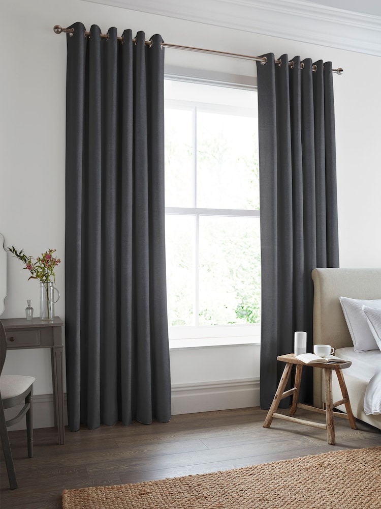 Laura Ashley Charcoal Grey Swanson Made to Measure Curtains - Image 1 of 9