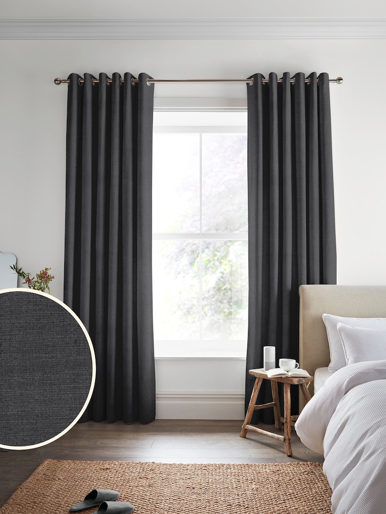 Laura Ashley Charcoal Grey Swanson Made to Measure Curtains - Image 2 of 9