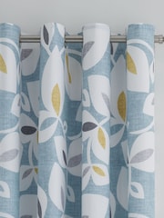 Catherine Lansfield Teal Blue Inga Leaf Eyelet Curtains - Image 1 of 3