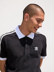 adidas originals Black orignal Adicolor Classics 3 Stripes 100% Cotton Polo Shirt - Image 5 of 6