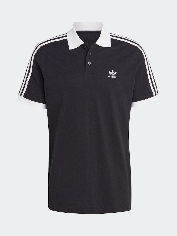 adidas originals Black orignal Adicolor Classics 3 Stripes 100% Cotton Polo Shirt - Image 6 of 6