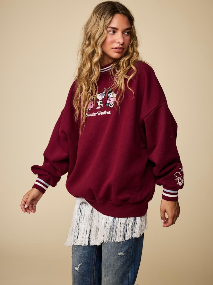 Skinnydip Red Peanuts x Skinnydip Sweater Weather Sweatshirt - Image 1 of 3 Skinnydip Red Peanuts x Skinnydip Sweater Weather Sweatshirt - Image 1 of 3