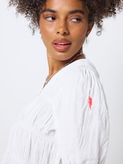 SCAMP & DUDE White Puff Sleeve Smocked Blouse - Image 5 of 6