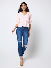 SCAMP & DUDE Pink Puff Sleeve Smocked Blouse - Image 4 of 4