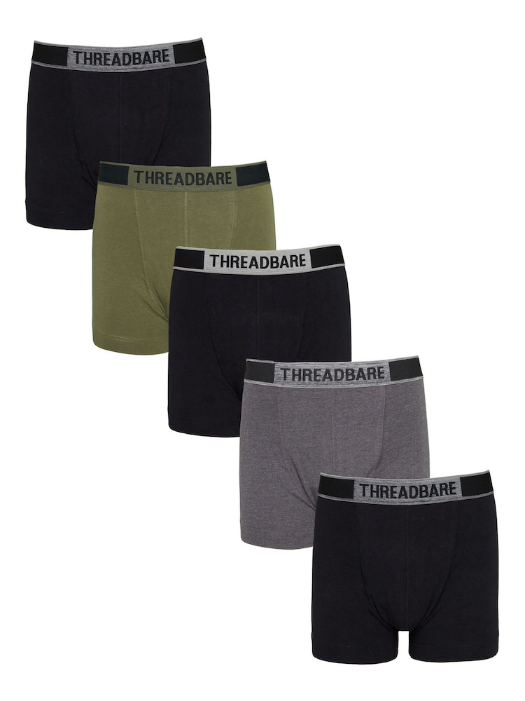 Threadbare Black Hipster Boxers 5 Packs - Image 1 of 6
