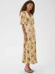 Kaffe Cream Kasadie V-Neck Wrap Maxi Dress - Image 1 of 7