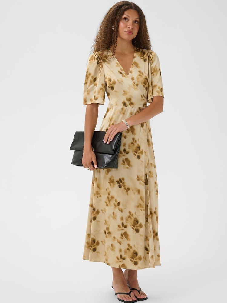Kaffe Cream Kasadie V-Neck Wrap Maxi Dress - Image 2 of 7 Kaffe Cream Kasadie V-Neck Wrap Maxi Dress - Image 2 of 7