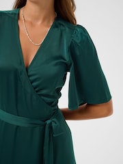Kaffe Green Kasadie V-Neck Wrap Maxi Dress - Image 4 of 7