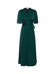 Kaffe Green Kasadie V-Neck Wrap Maxi Dress - Image 6 of 7