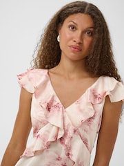 Kaffe Pink Kasadie V-Neck Frill Maxi Dress - Image 4 of 7