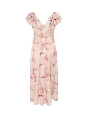 Kaffe Pink Kasadie V-Neck Frill Maxi Dress - Image 7 of 7